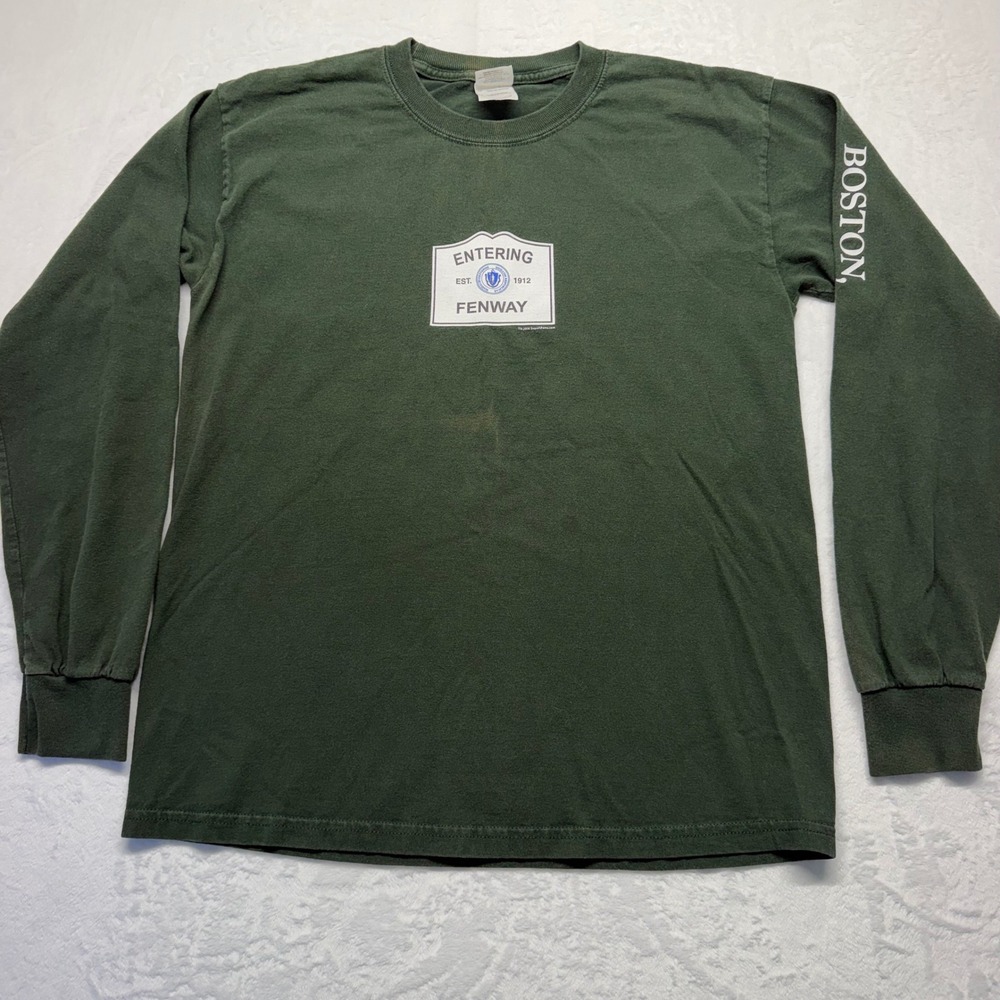 Vintage 2006 Boston Red Sox Fenway Park T Shirt Mens M Green Long Sleeve MLB